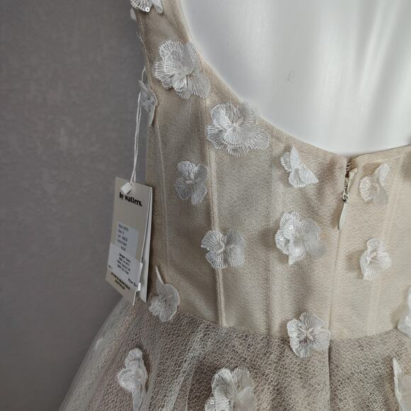 By Watters Jive 3D Floral Tulle Corset Ivory-Nude Mini Dress Size 8 - Picture 14 of 16